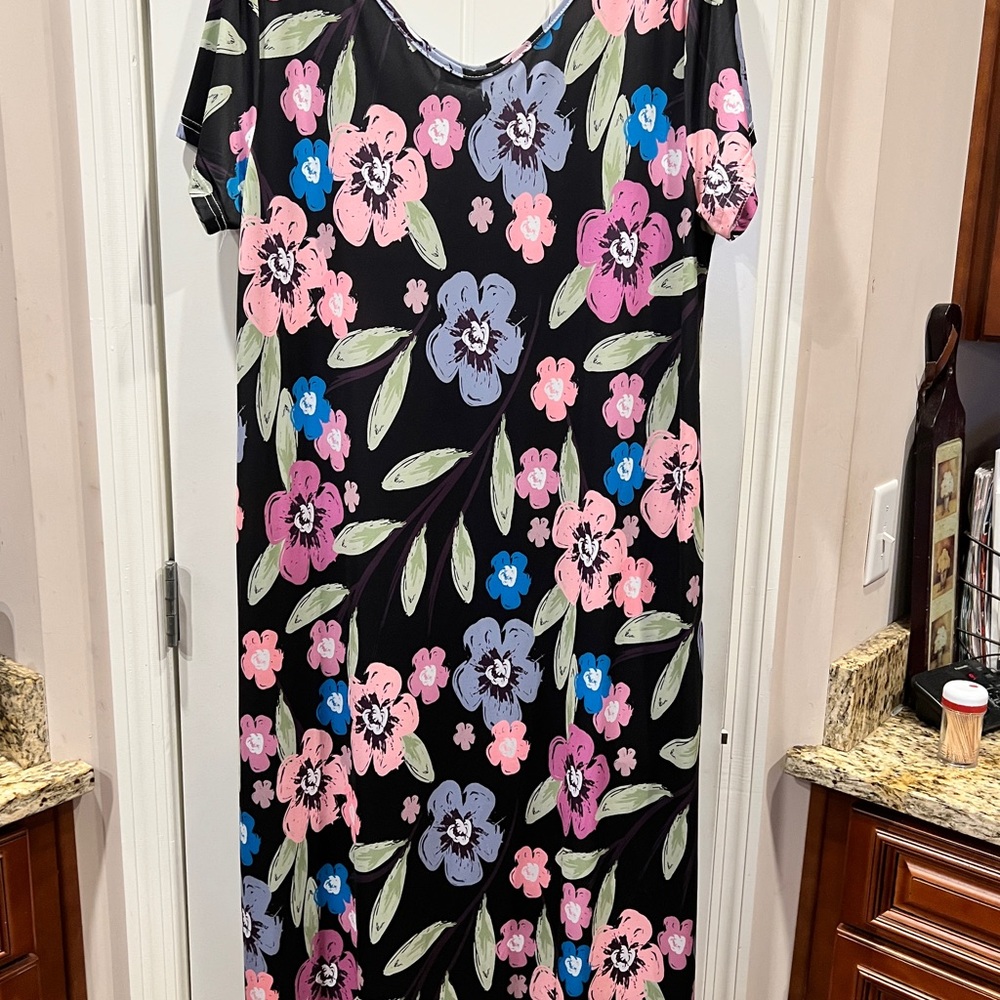 Beyond This Plane | Multicolor Floral Print Maxi Dress with Pockets Sz 1XL NWOT - Picture 4 of 6